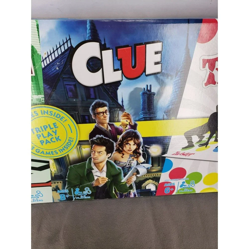 Hasbro Gaming Family‎ Gaming Triple Play Pack 3 Pack Monopoly Clue Twister Game